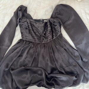 Abercrombie & Fitch Black Shimmery Long-Sleeve Mini Dress